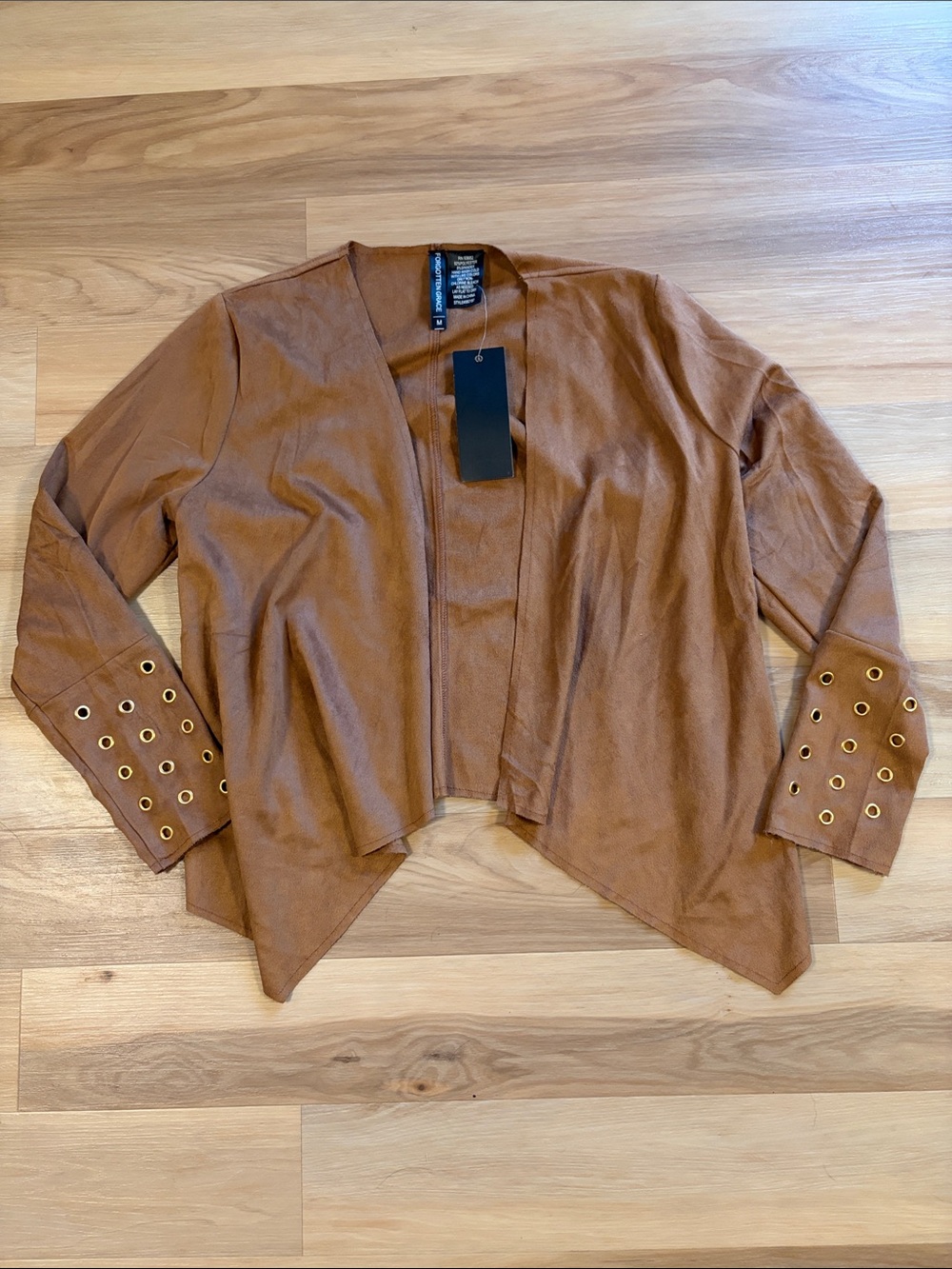 Elegant Brown Women's Blazer with Gold Eyelets